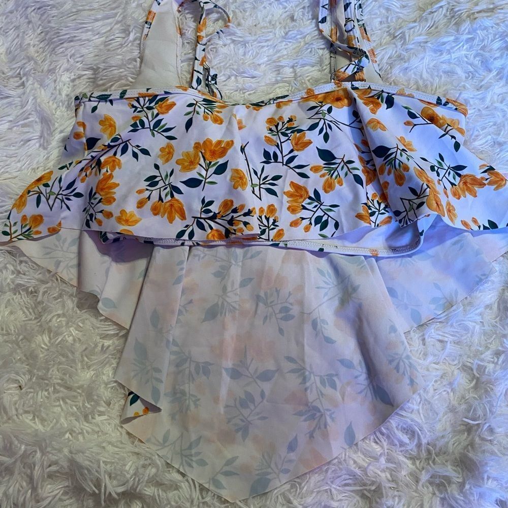 Marinavida Women’s XL Yellow Floral Tankini Top & Yellow Bottom - Picture 7 of 14